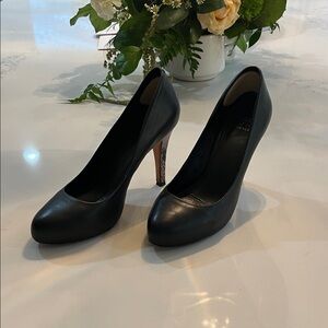Saks Fifth Avenue Black Leather Heels